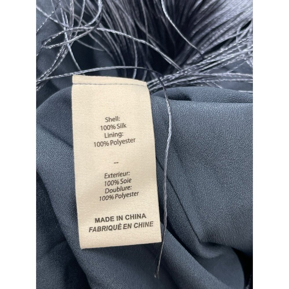 Cinq a Sept $595 Fringed Silk Midi Dress Size 6 Shadow Blue NWT - Picture 8 of 8